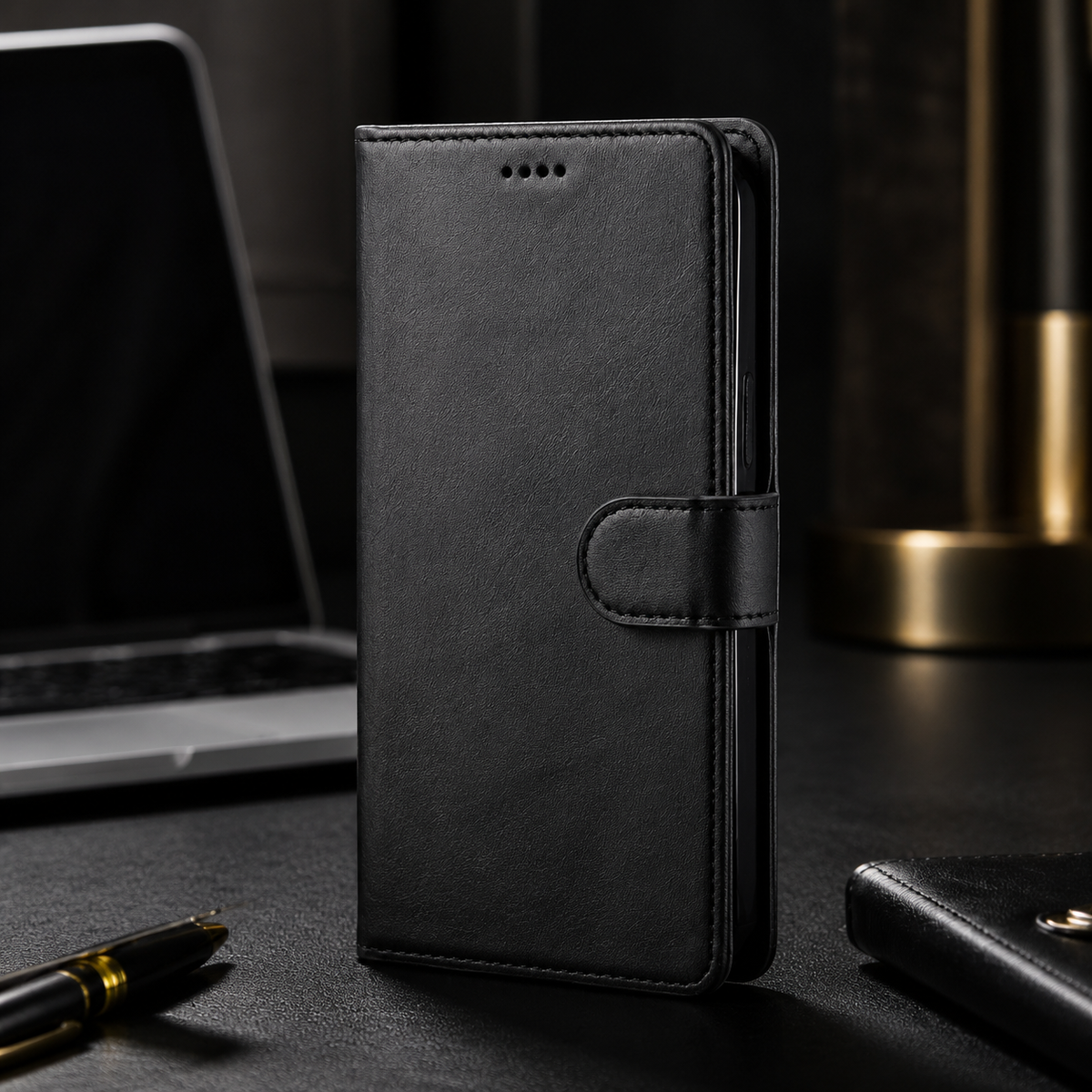 Premium iPhone Case Leather Wallet Flip Cover Card Slot Magnetic Closure Shockproof Full Body Protection Slim Elegant Kickstand Protective Design