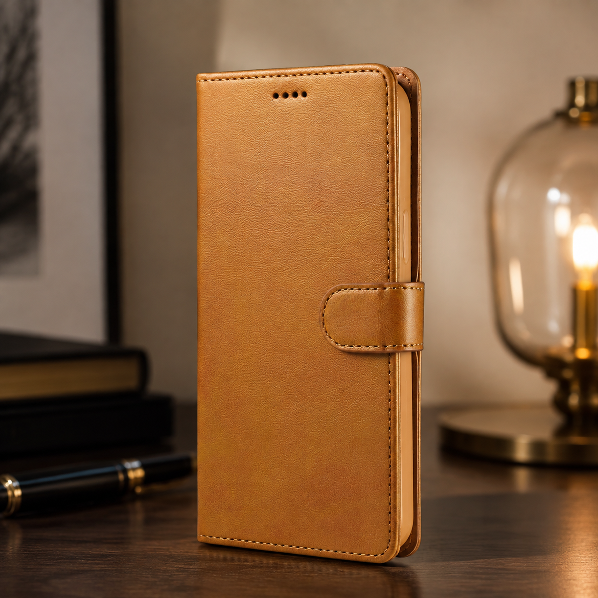 Premium iPhone Case Leather Wallet Flip Cover Card Slot Magnetic Closure Shockproof Full Body Protection Slim Elegant Kickstand Protective Design