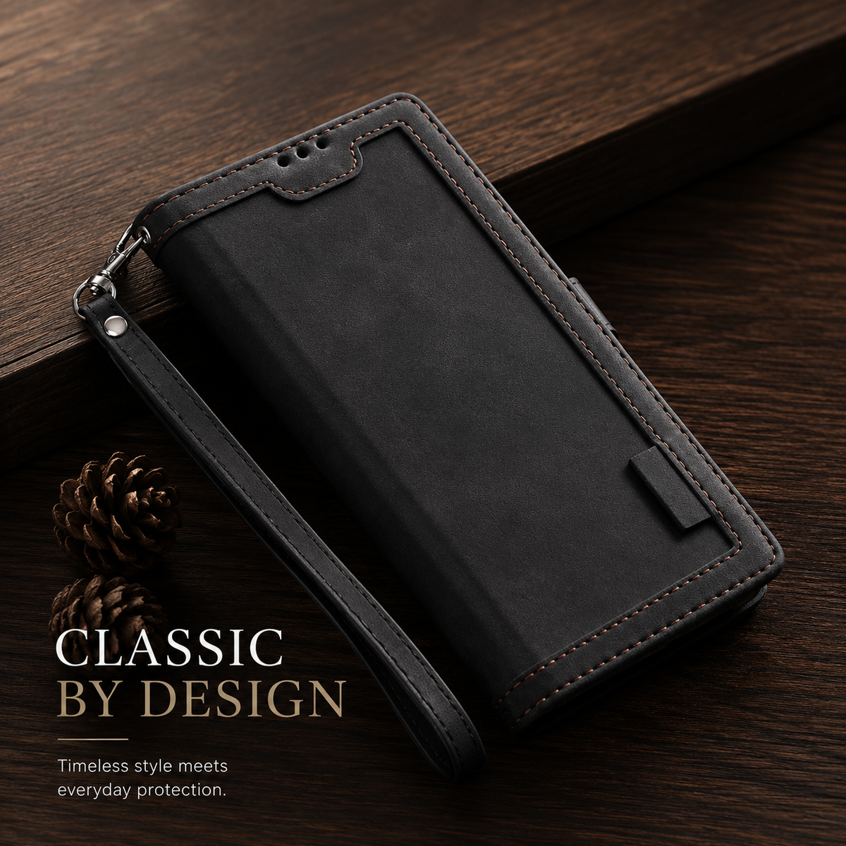 Premium iPhone Case Leather Wallet Flip Cover Card Slots Magnetic Closure Shockproof Full Body Protection Slim Elegant Kickstand Protective Design