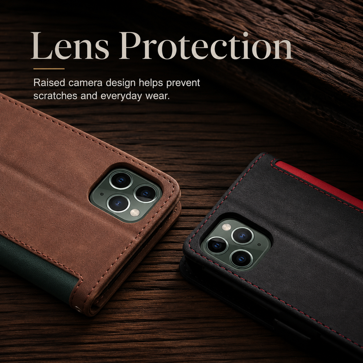 Premium iPhone Case Leather Wallet Flip Cover Card Slots Magnetic Closure Shockproof Full Body Protection Slim Elegant Kickstand Protective Design