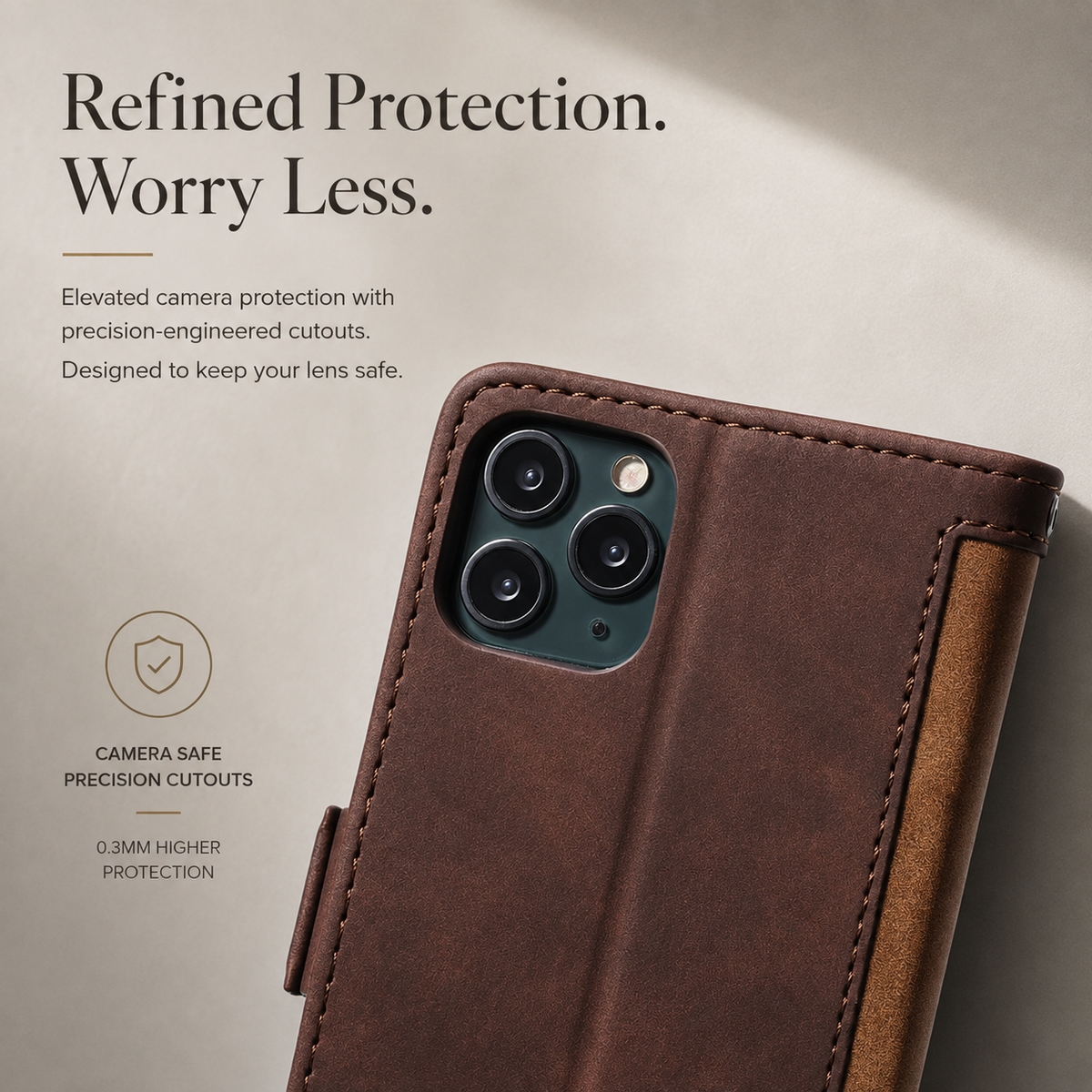 Premium iPhone Case Leather Wallet Flip Cover Card Slots Magnetic Closure Shockproof Full Body Protection Slim Elegant Kickstand Protective Design