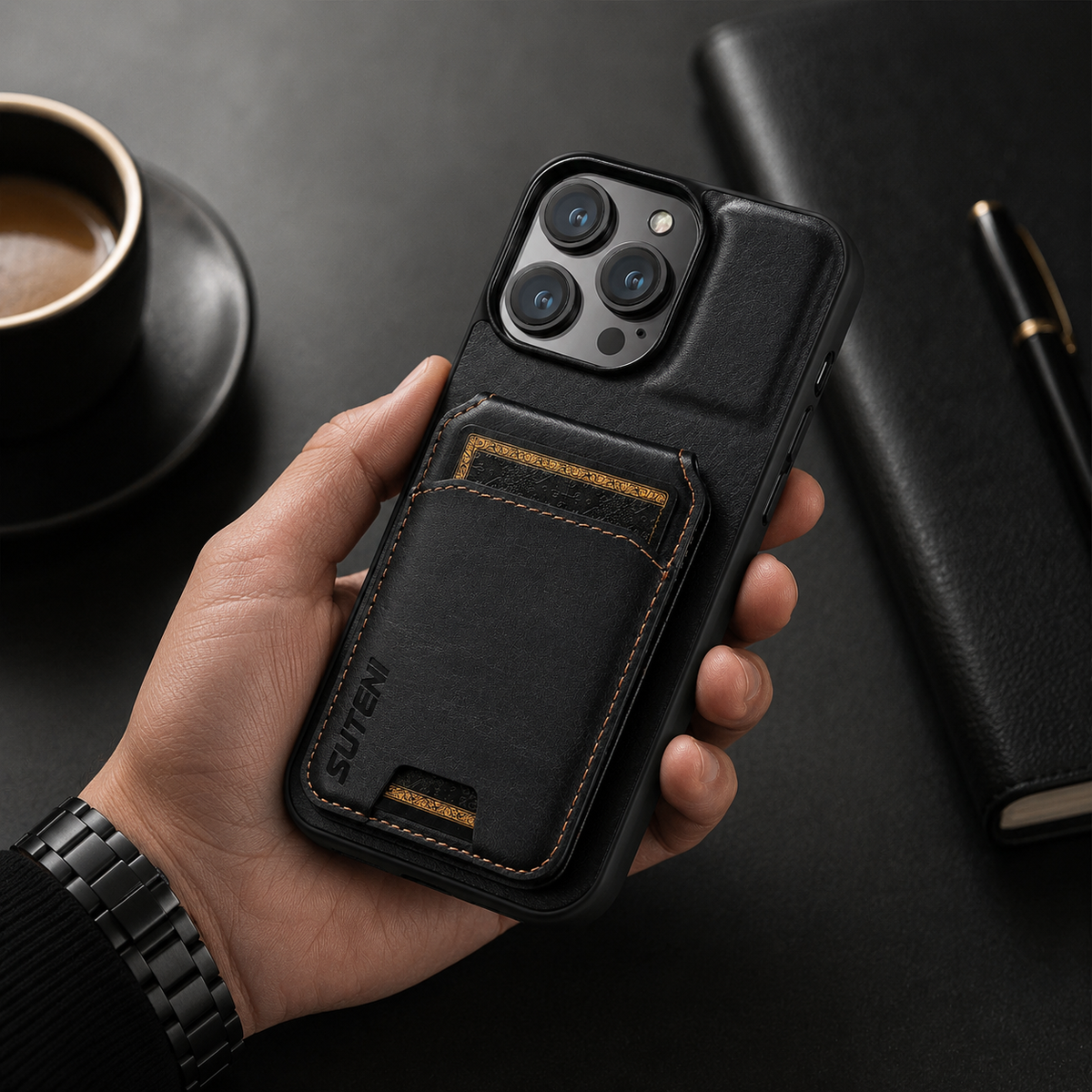 Premium iPhone Case Leather Wallet Magnetic Card Holder Protective Cover Full Coverage Anti Scratch Non Slip Slim Pocket Secure Closure Soft Lining