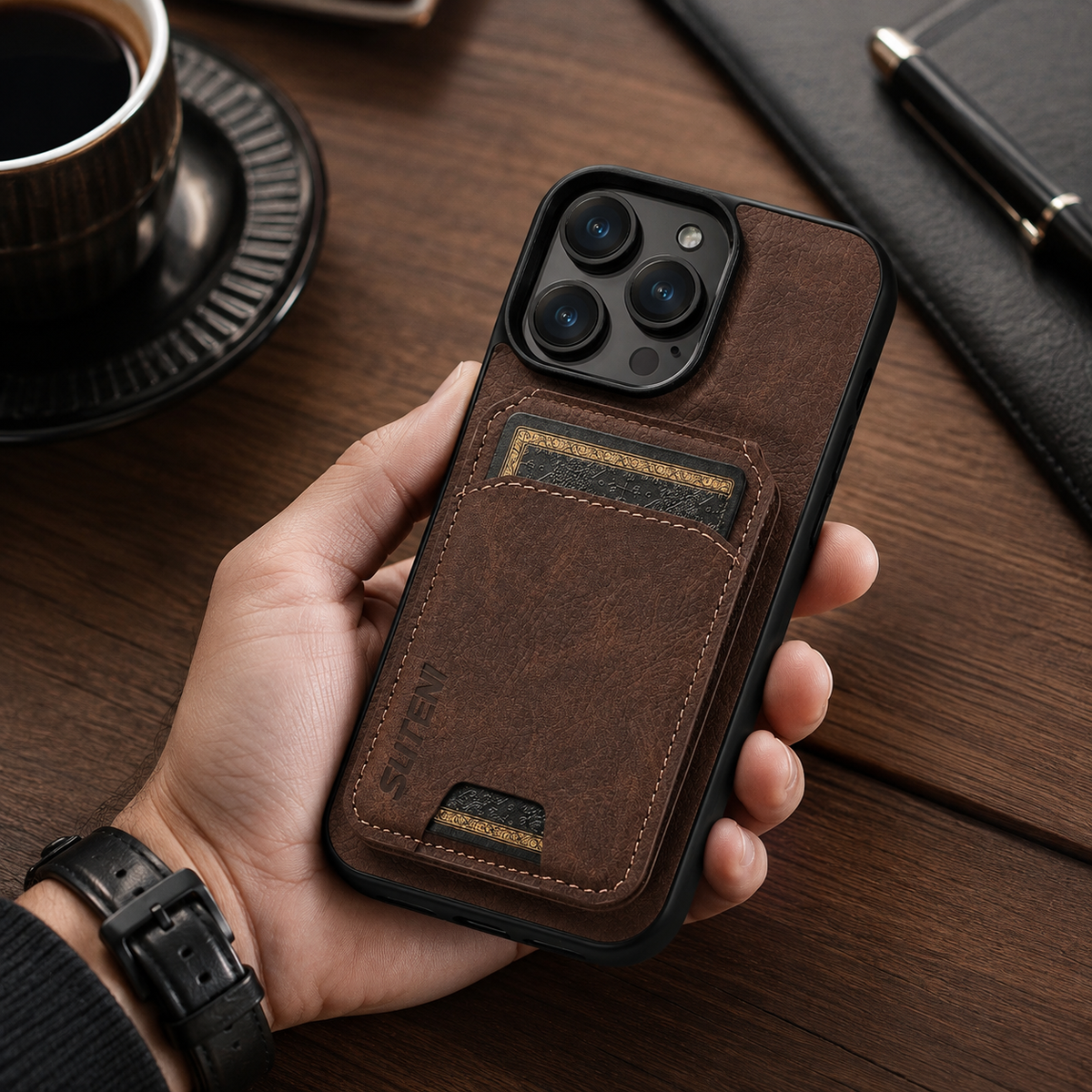 Premium iPhone Case Leather Wallet Magnetic Card Holder Protective Cover Full Coverage Anti Scratch Non Slip Slim Pocket Secure Closure Soft Lining