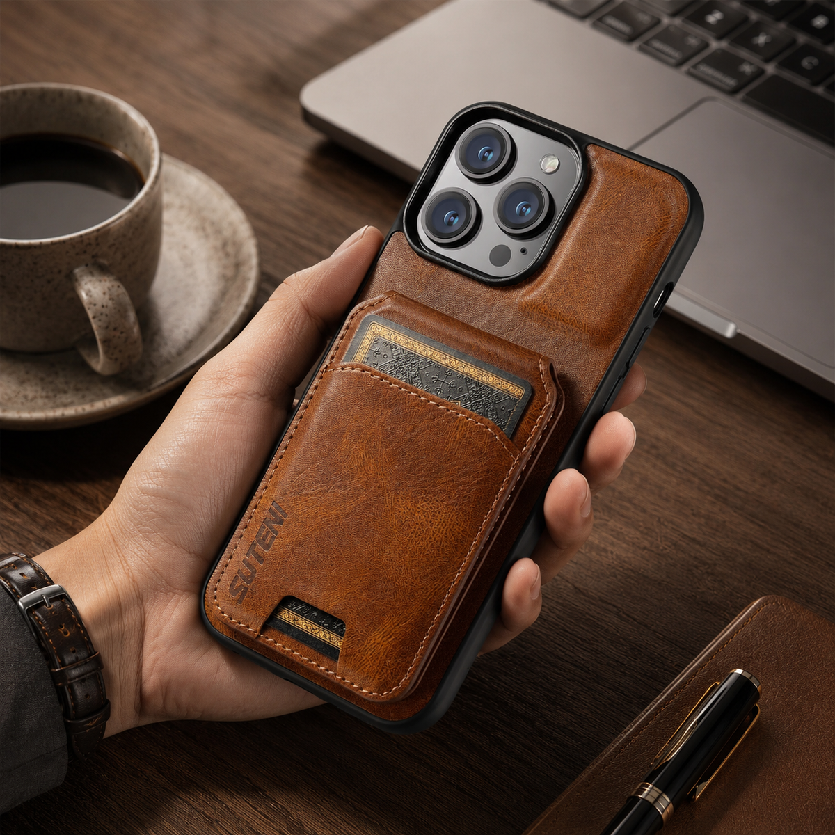 Premium iPhone Case Leather Wallet Magnetic Card Holder Protective Cover Full Coverage Anti Scratch Non Slip Slim Pocket Secure Closure Soft Lining