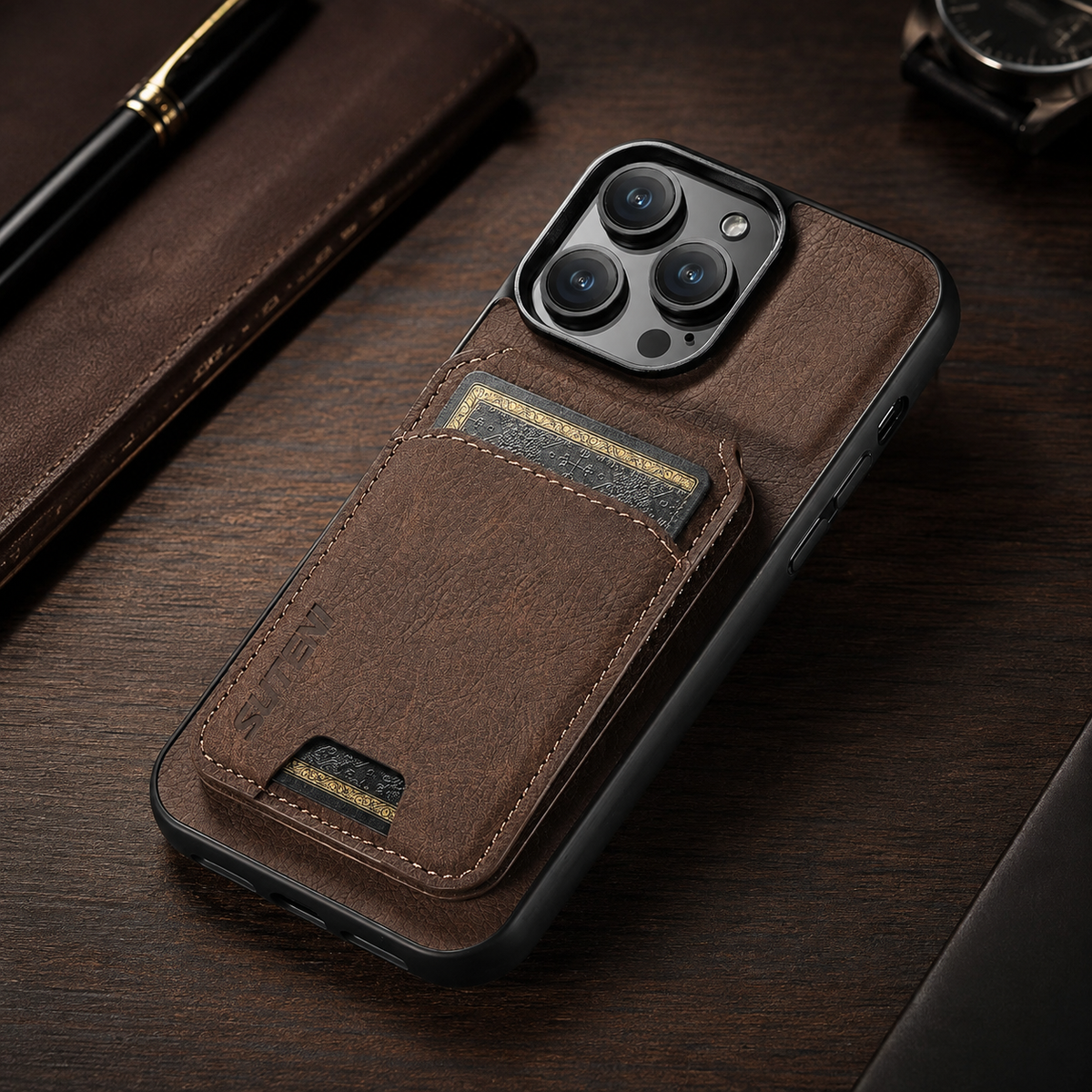 Premium iPhone Case Leather Wallet Magnetic Card Holder Protective Cover Full Coverage Anti Scratch Non Slip Slim Pocket Secure Closure Soft Lining