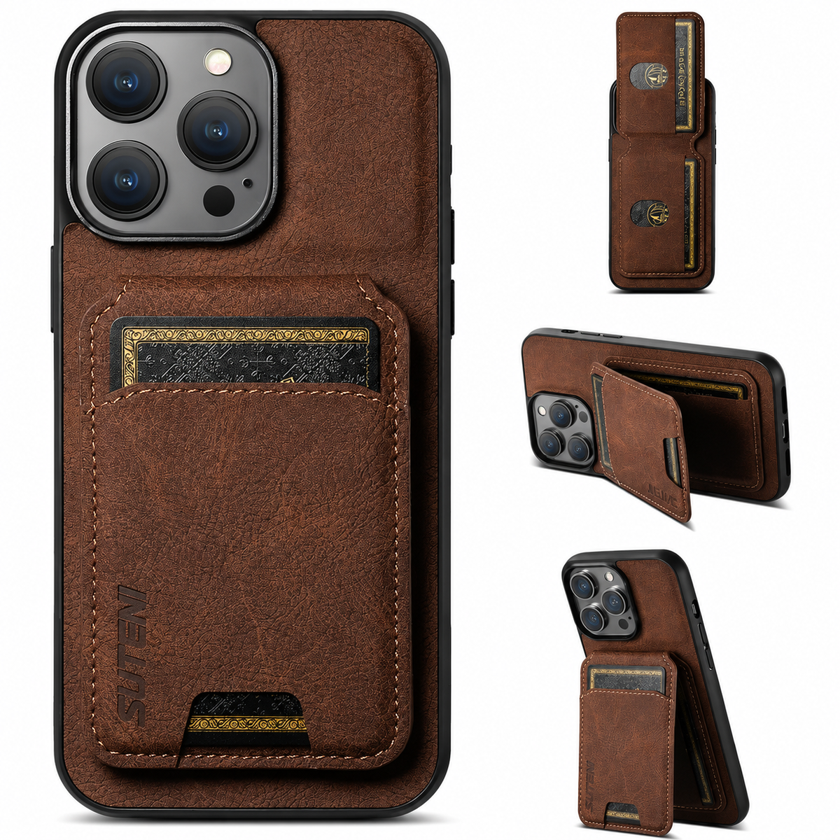 Premium iPhone Case Leather Wallet Magnetic Card Holder Protective Cover Full Coverage Anti Scratch Non Slip Slim Pocket Secure Closure Soft Lining