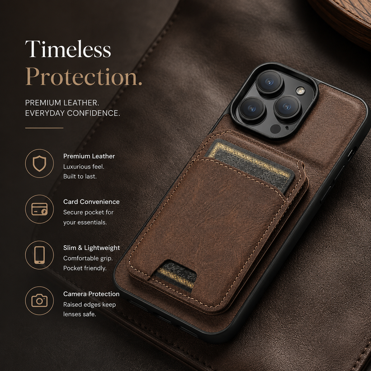 Premium iPhone Case Leather Wallet Magnetic Card Holder Protective Cover Full Coverage Anti Scratch Non Slip Slim Pocket Secure Closure Soft Lining
