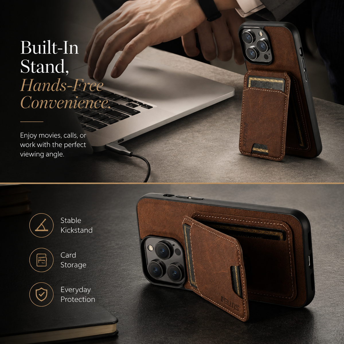Premium iPhone Case Leather Wallet Magnetic Card Holder Protective Cover Full Coverage Anti Scratch Non Slip Slim Pocket Secure Closure Soft Lining