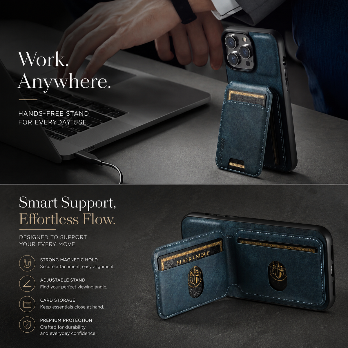Premium iPhone Case Leather Wallet Magnetic Card Holder Protective Cover Full Coverage Anti Scratch Non Slip Slim Pocket Secure Closure Soft Lining