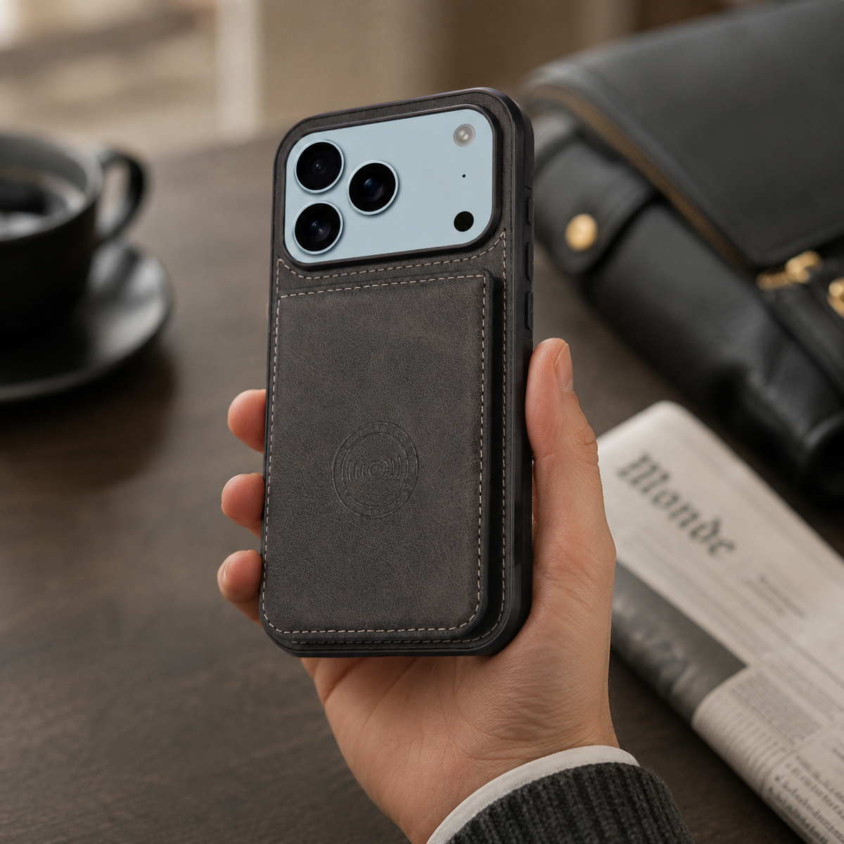 Premium iPhone Case Leather Wallet RFID Blocking Card Holder Magnetic Closure Shockproof Protective Cover Full Coverage Anti Scratch Slim Secure Storage