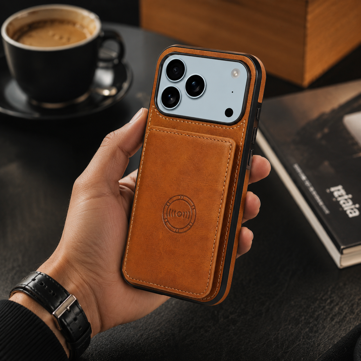 Premium iPhone Case Leather Wallet RFID Blocking Card Holder Magnetic Closure Shockproof Protective Cover Full Coverage Anti Scratch Slim Secure Storage