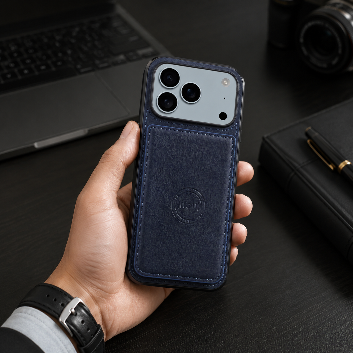 Premium iPhone Case Leather Wallet RFID Blocking Card Holder Magnetic Closure Shockproof Protective Cover Full Coverage Anti Scratch Slim Secure Storage