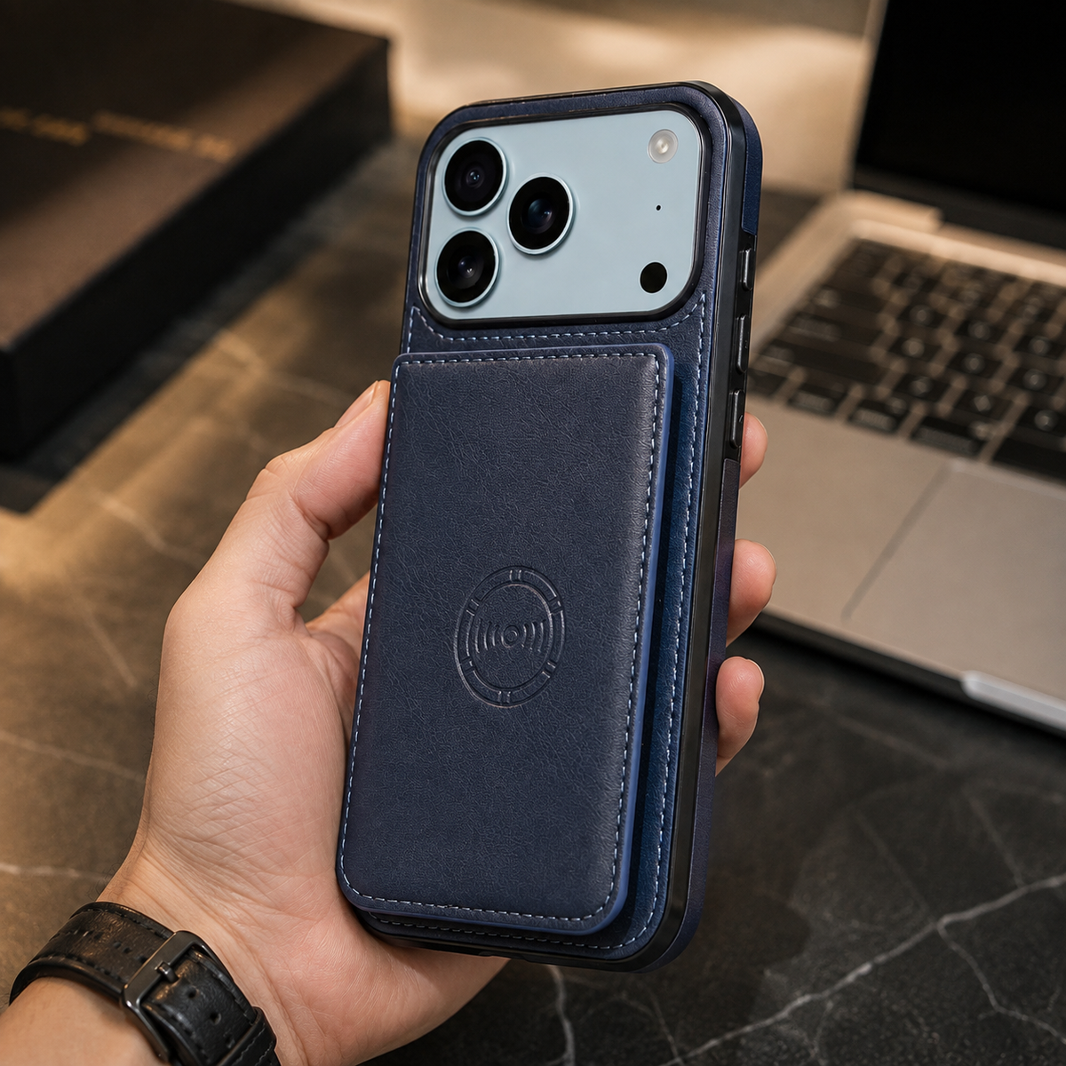 Premium iPhone Case Leather Wallet RFID Blocking Card Holder Magnetic Closure Shockproof Protective Cover Full Coverage Anti Scratch Slim Secure Storage