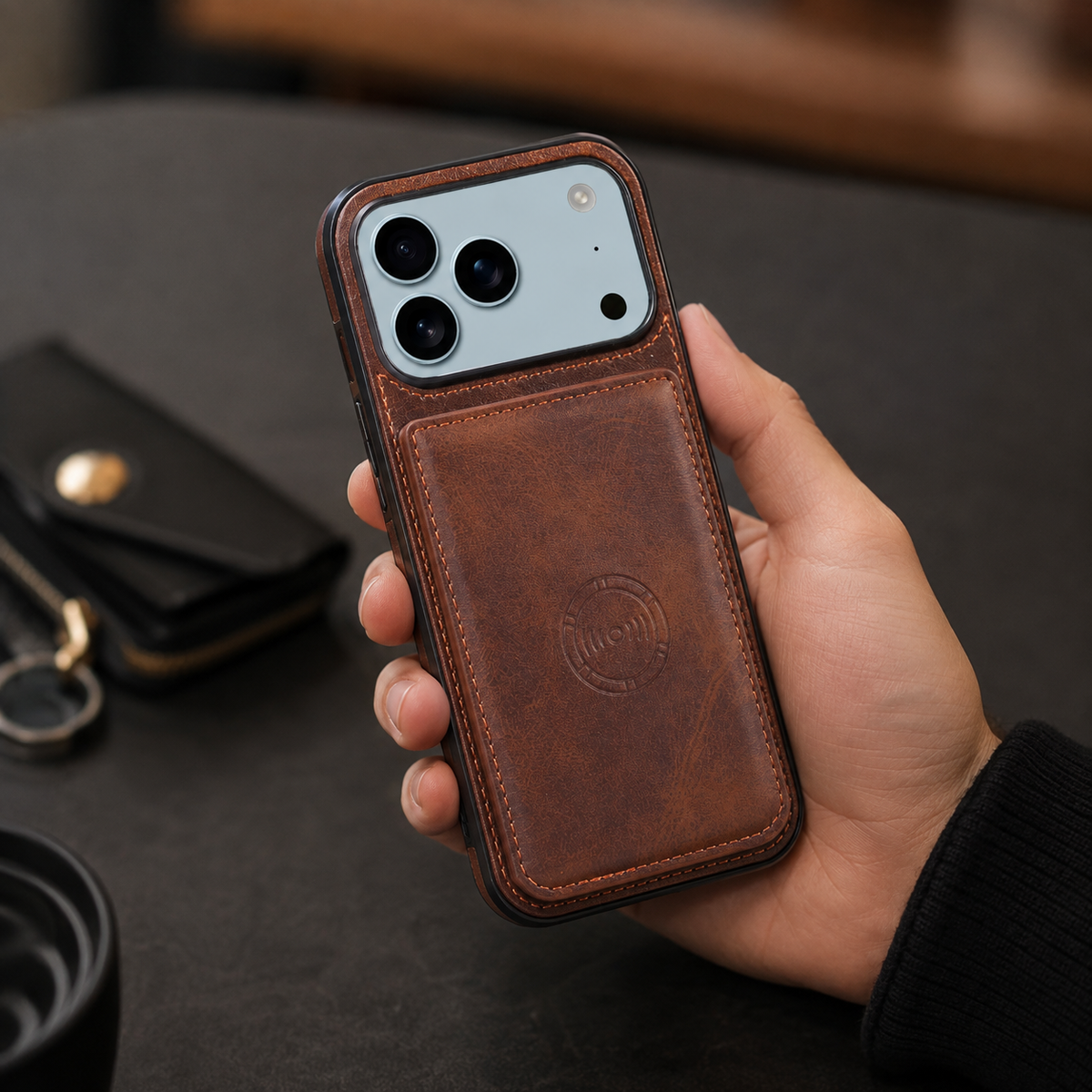 Premium iPhone Case Leather Wallet RFID Blocking Card Holder Magnetic Closure Shockproof Protective Cover Full Coverage Anti Scratch Slim Secure Storage