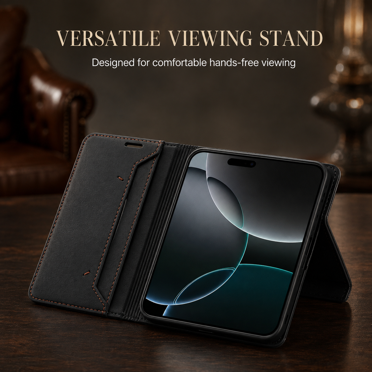 Premium iPhone Case Leather Wallet RFID Card Holder Magnetic Shockproof Protective Cover Kickstand Anti Fingerprint Anti Scratch Non Slip Full Coverage