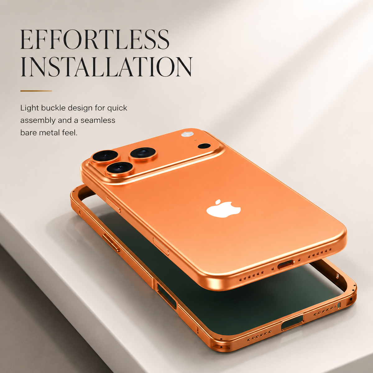 Premium iPhone Case Lightweight Aluminum Alloy Metal Frame Thin Bumper Titanium Style Protective Back Slim Reinforced Edge Corner Cover Case