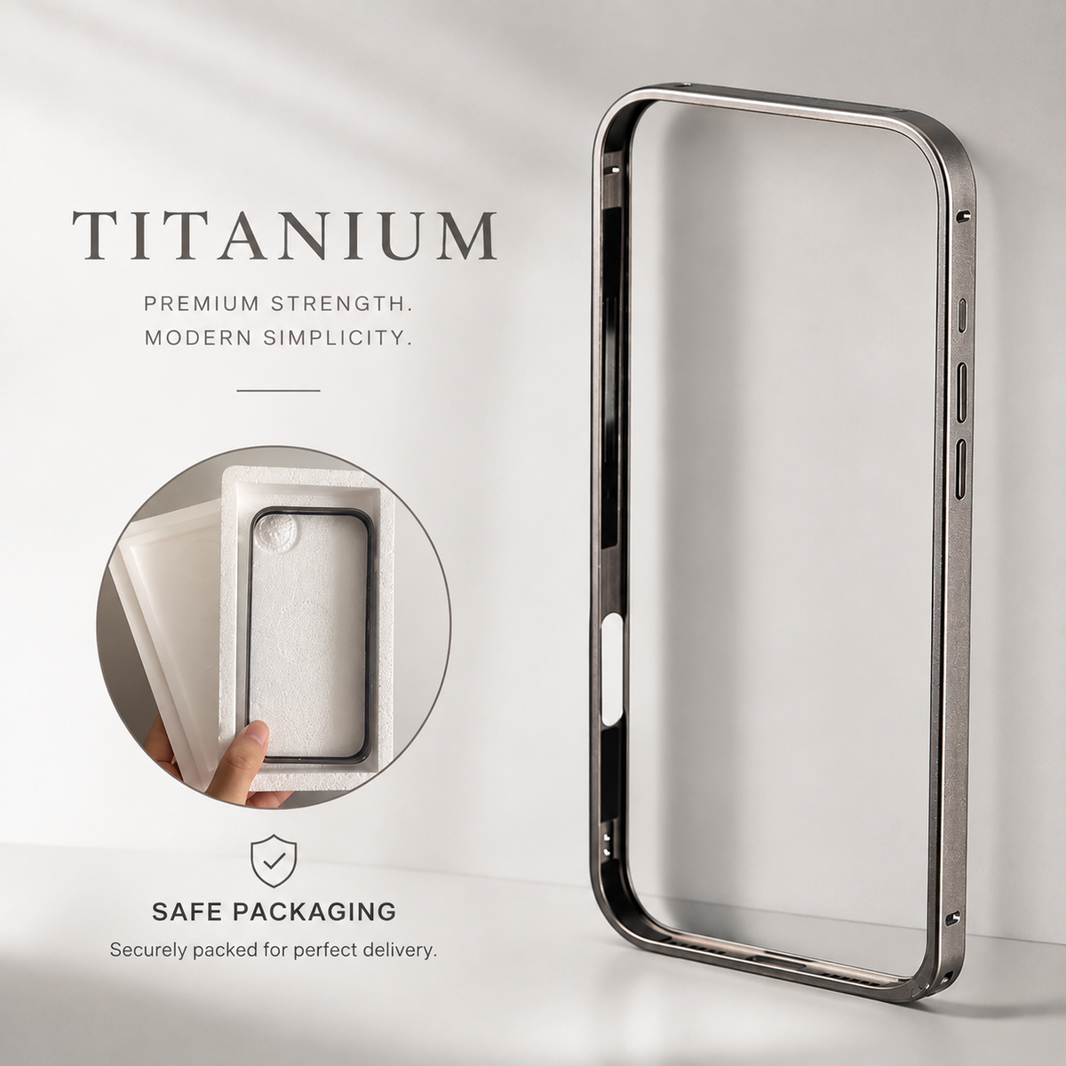 Premium iPhone Case Lightweight Aluminum Alloy Metal Frame Thin Bumper Titanium Style Protective Back Slim Reinforced Edge Corner Cover Case