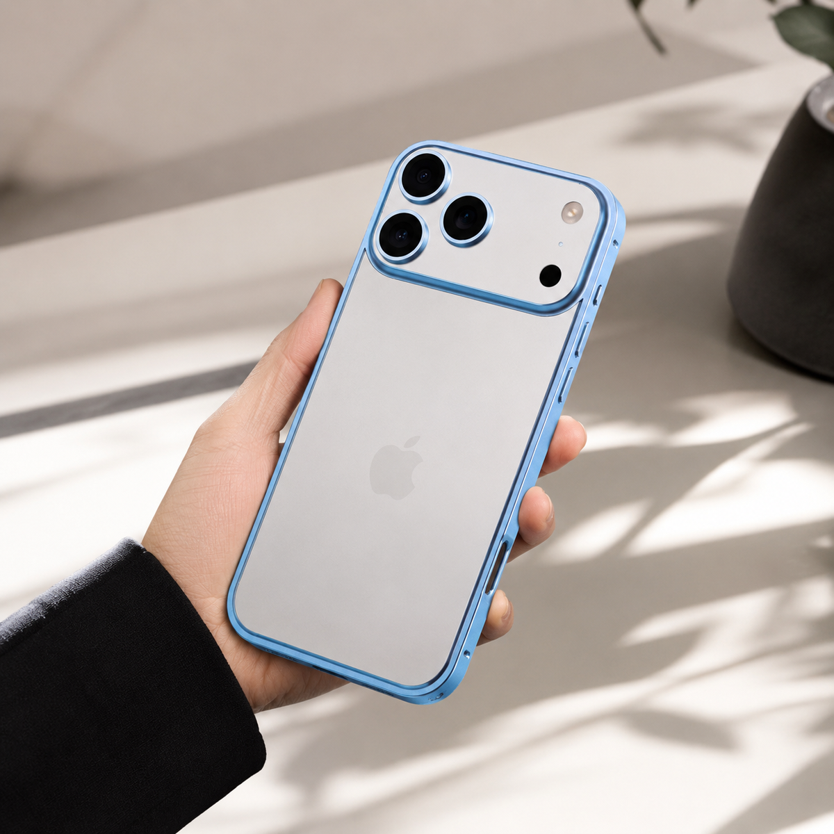 Premium iPhone Case Lightweight Aluminum Alloy Metal Frame Thin Bumper Titanium Style Protective Back Slim Reinforced Edge Corner Cover Case