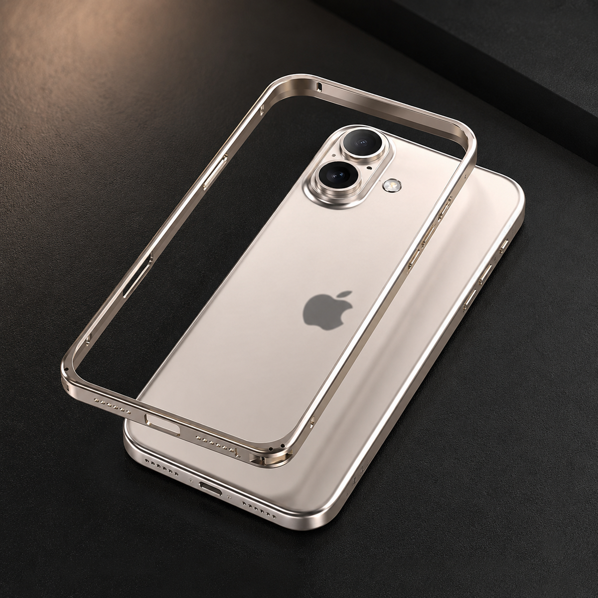 Premium iPhone Case Lightweight Aluminum Alloy Metal Frame Thin Bumper Titanium Style Protective Back Slim Reinforced Edge Corner Cover Case