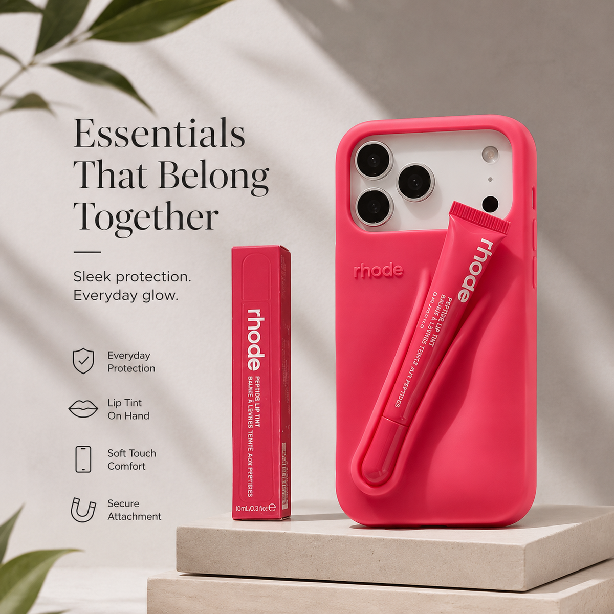 Premium iPhone Case Lip Gloss Holder Soft Silicone Protective Cover Makeup Lip Glaze Storage Slim Non Slip Lightweight Fashion Beauty Accessory Case