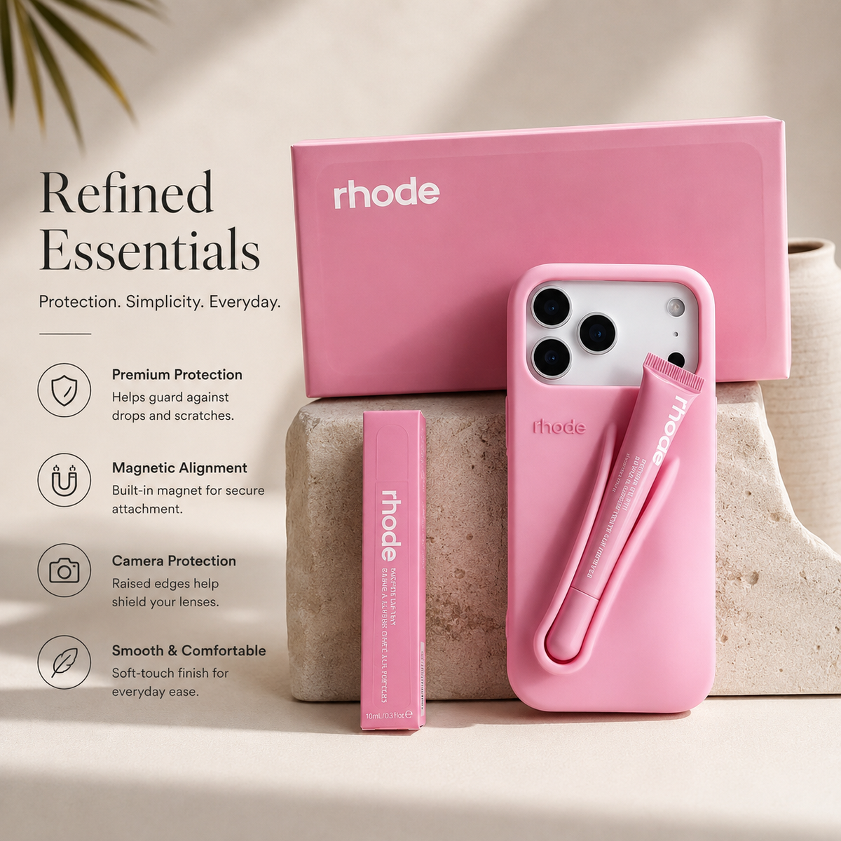 Premium iPhone Case Lip Gloss Holder Soft Silicone Protective Cover Makeup Lip Glaze Storage Slim Non Slip Lightweight Fashion Beauty Accessory Case