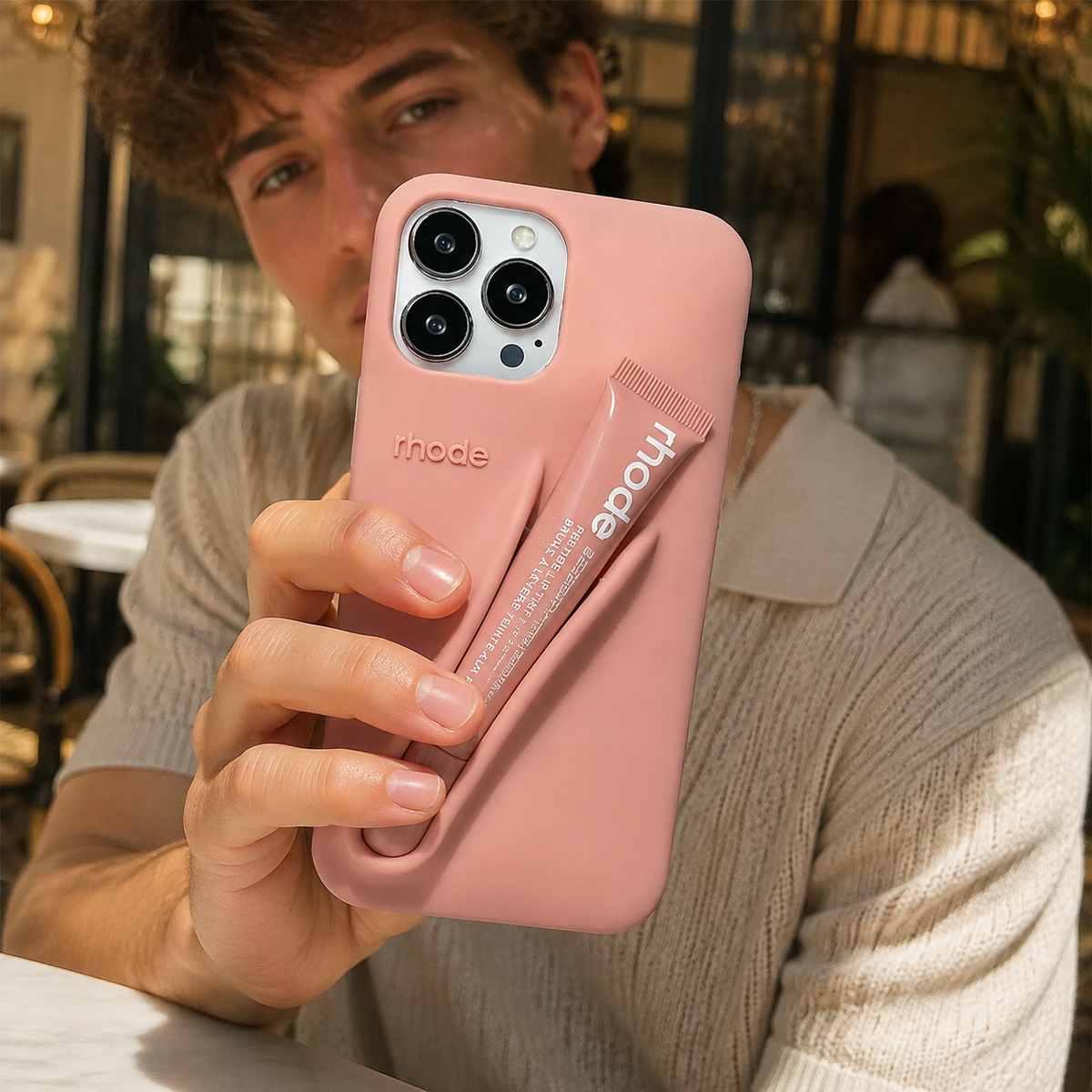 Premium iPhone Case Lip Gloss Holder Soft Silicone Protective Cover Makeup Lip Glaze Storage Slim Non Slip Lightweight Fashion Beauty Accessory Case