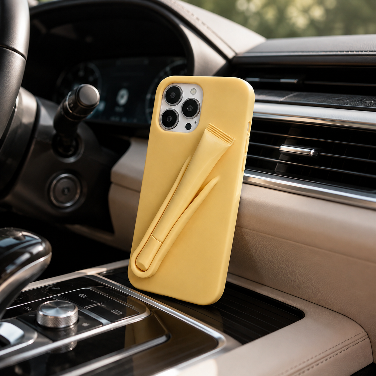Premium iPhone Case Lip Gloss Holder Soft Silicone Protective Cover Makeup Lip Glaze Storage Slim Non Slip Lightweight Fashion Beauty Accessory Case