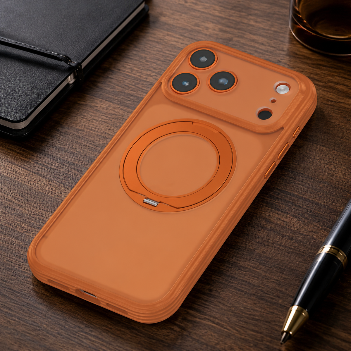 Premium iPhone Case MagSafe 360 Rotating Magnetic Kickstand Skin Feel AI Camera Button Shockproof PC TPU Slim Protective Bumper Cover Case Design