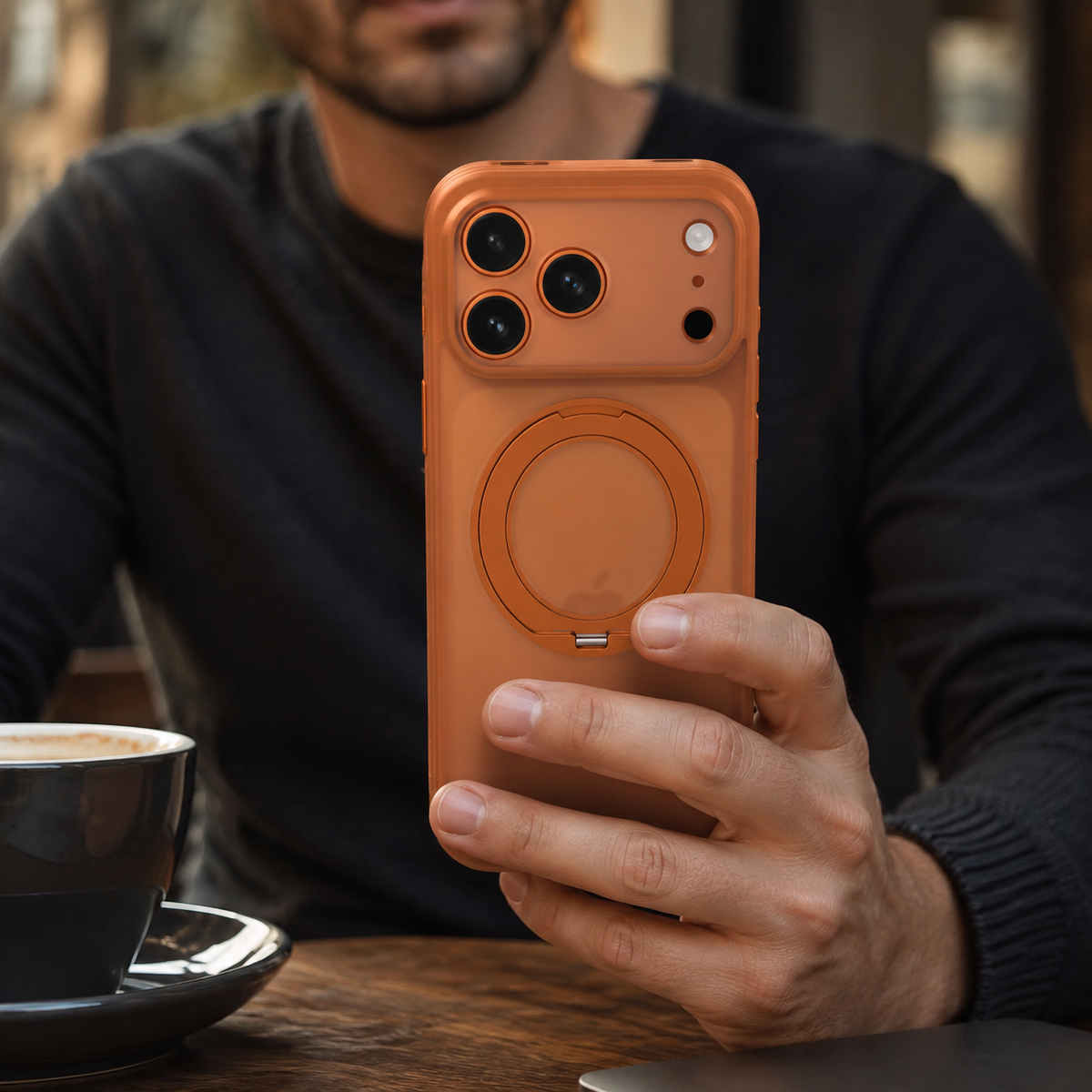 Premium iPhone Case MagSafe 360 Rotating Magnetic Kickstand Skin Feel AI Camera Button Shockproof PC TPU Slim Protective Bumper Cover Case Design