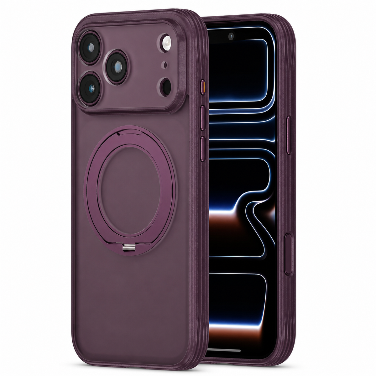 Premium iPhone Case MagSafe 360 Rotating Magnetic Kickstand Skin Feel AI Camera Button Shockproof PC TPU Slim Protective Bumper Cover Case Design