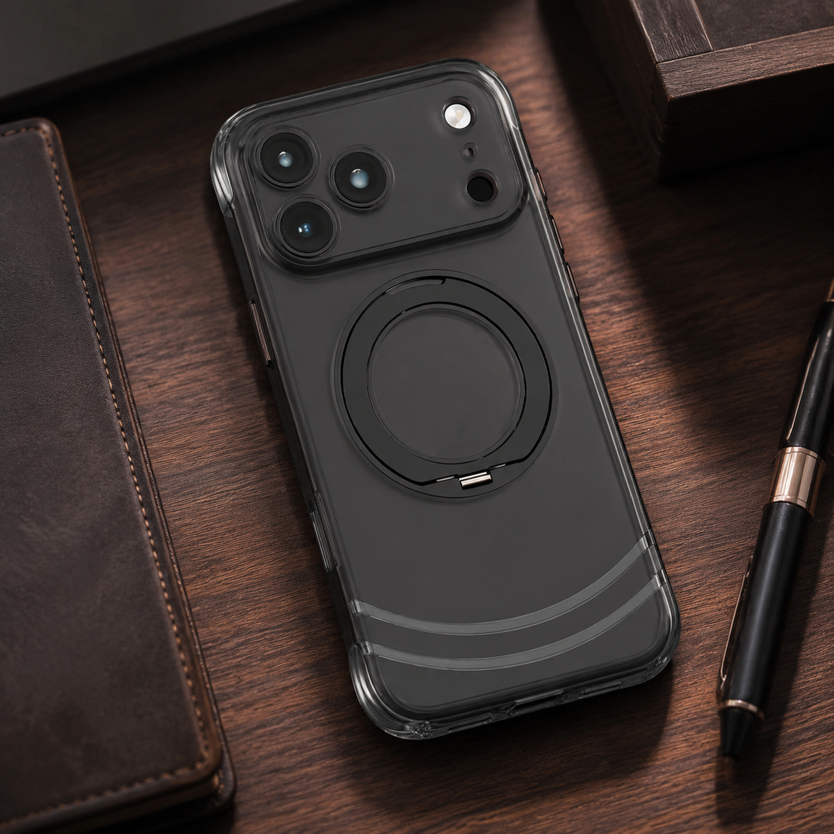 Premium iPhone Case MagSafe 360 Rotating Magnetic Kickstand Skin Feel AI Key Shockproof PC TPU Slim Fit Protective Bumper Phone Cover Case Design