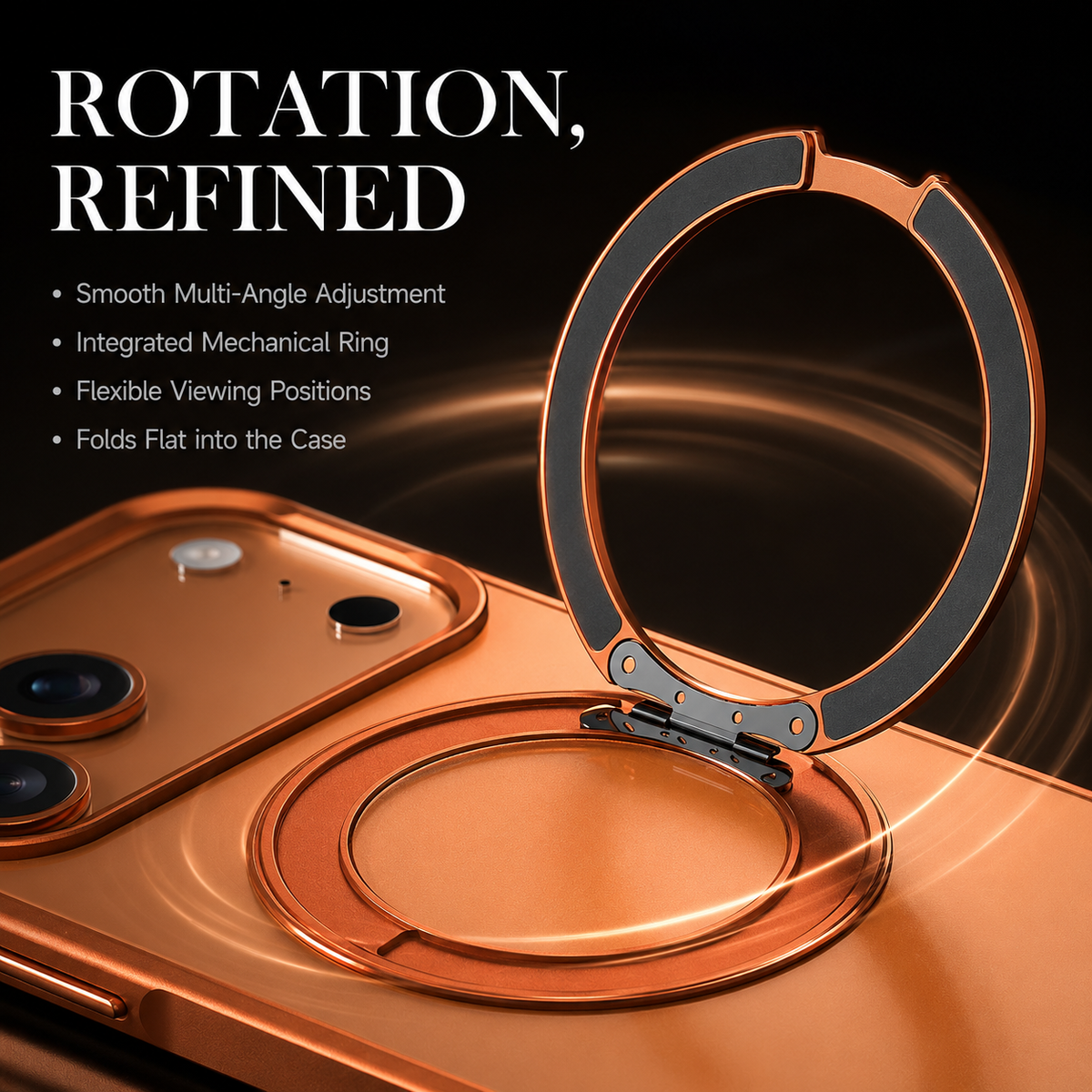 Premium iPhone Case MagSafe 360 Rotating Magnetic Kickstand Skin Feel Metal Lens Shockproof PC TPU Slim Non Slip Protective Bumper Cover Case Design