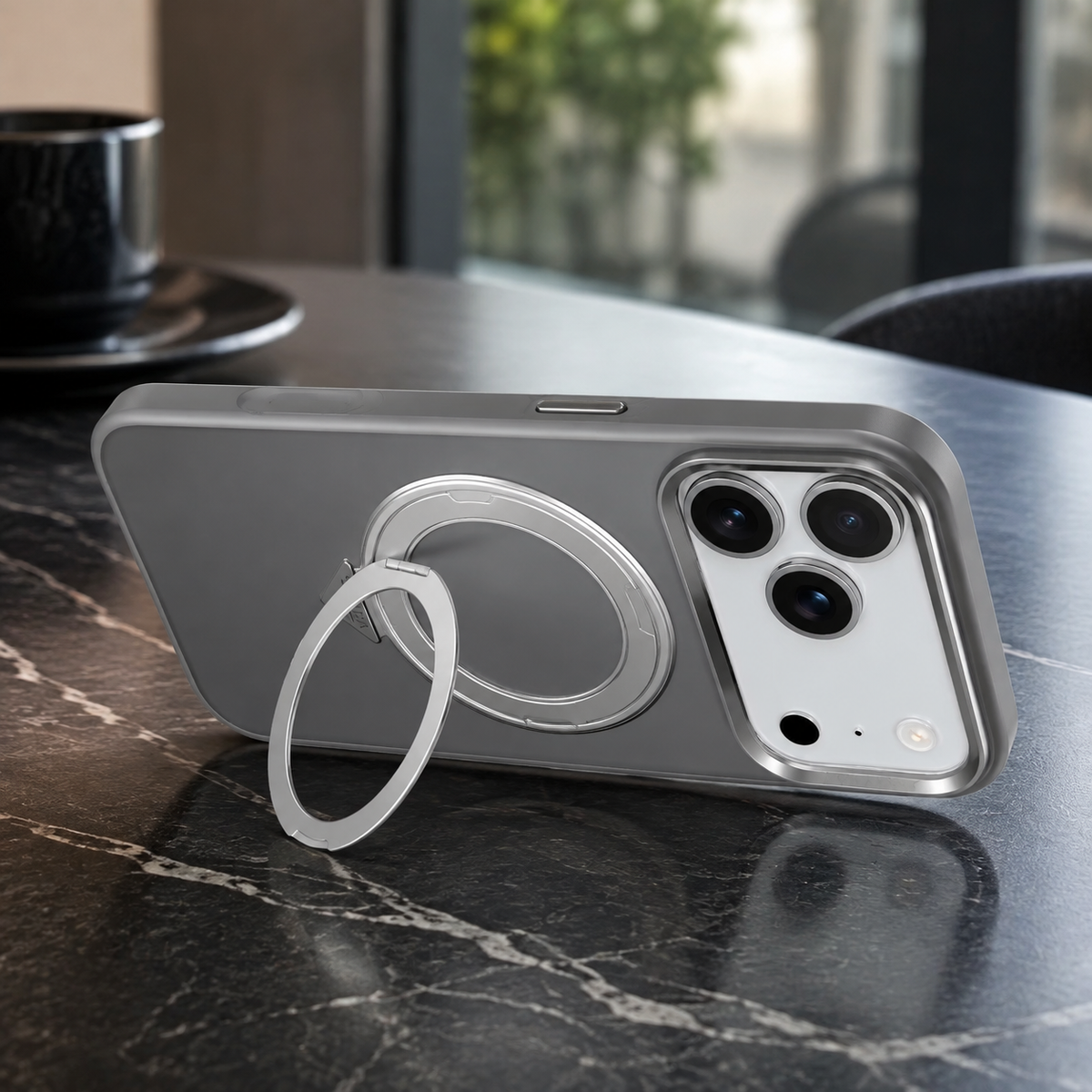 Premium iPhone Case MagSafe 360 Rotating Magnetic Kickstand Skin Feel Metal Lens Shockproof PC TPU Slim Non Slip Protective Bumper Cover Case Design