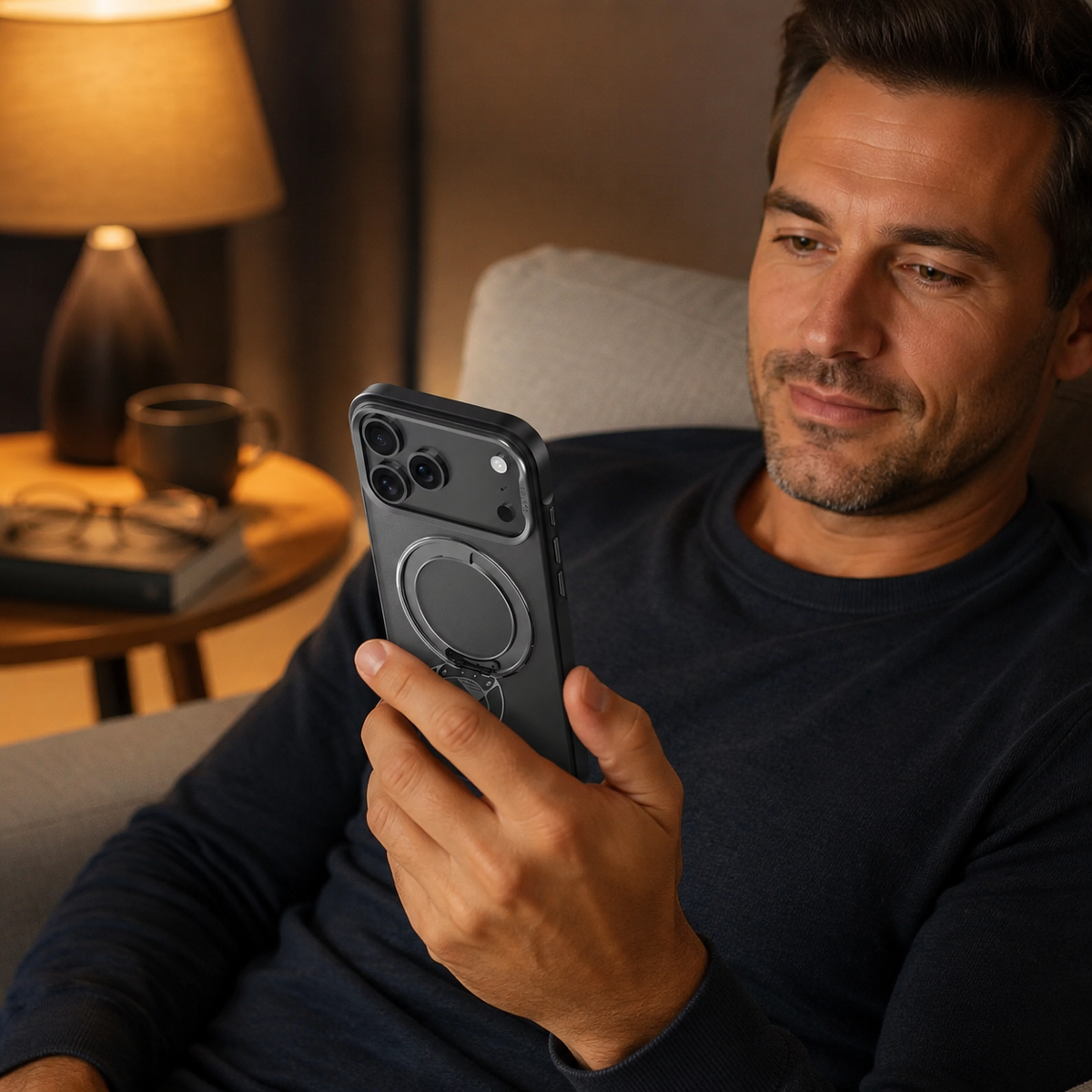Premium iPhone Case MagSafe 360 Rotating Magnetic Kickstand Skin Feel Metal Lens Shockproof PC TPU Slim Non Slip Protective Bumper Cover Case Design