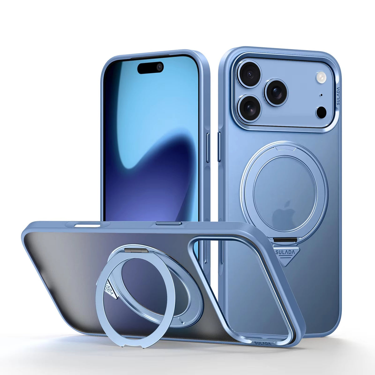 Premium iPhone Case MagSafe 360 Rotating Magnetic Kickstand Skin Feel Metal Lens Shockproof PC TPU Slim Protective Bumper Cover Case Design