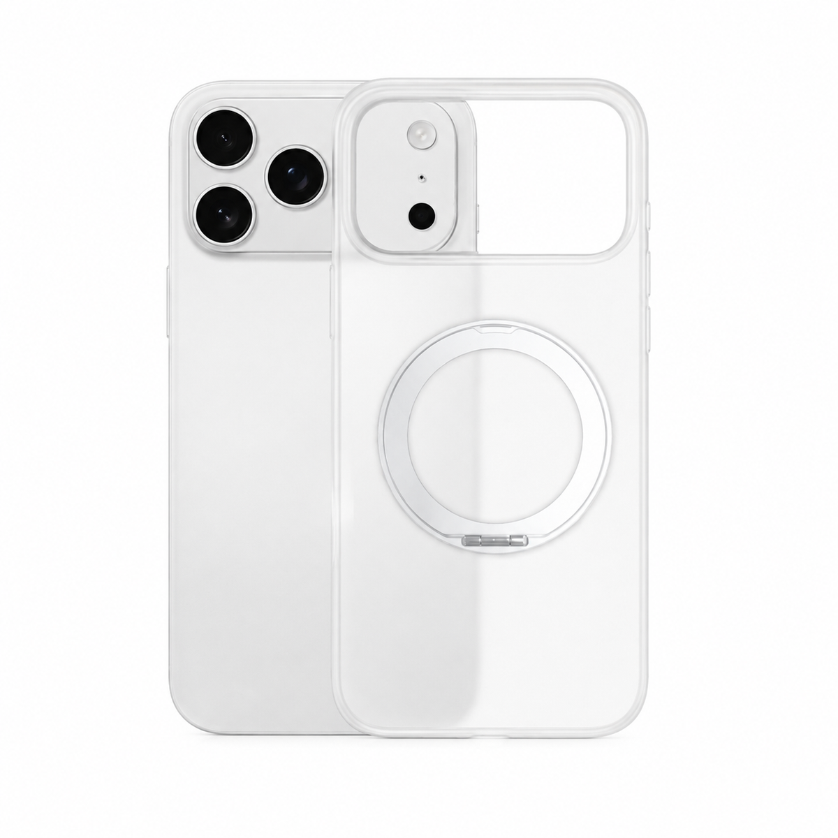 Premium iPhone Case MagSafe 360 Rotating Magnetic Ring Stand Frosted Clear PC TPU Shockproof Slim Transparent Protective Cover Kickstand Case