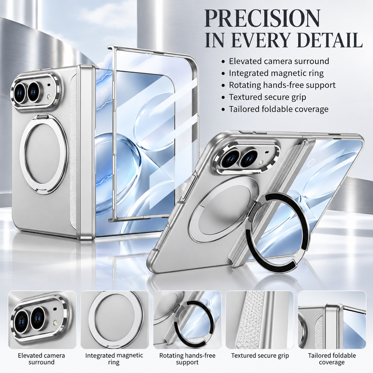 Premium iPhone Case MagSafe 360 Rotating Ring Silicone Magnetic Anti Scratch Non Slip Foldable All Inclusive Protective Bumper Cover Case Design