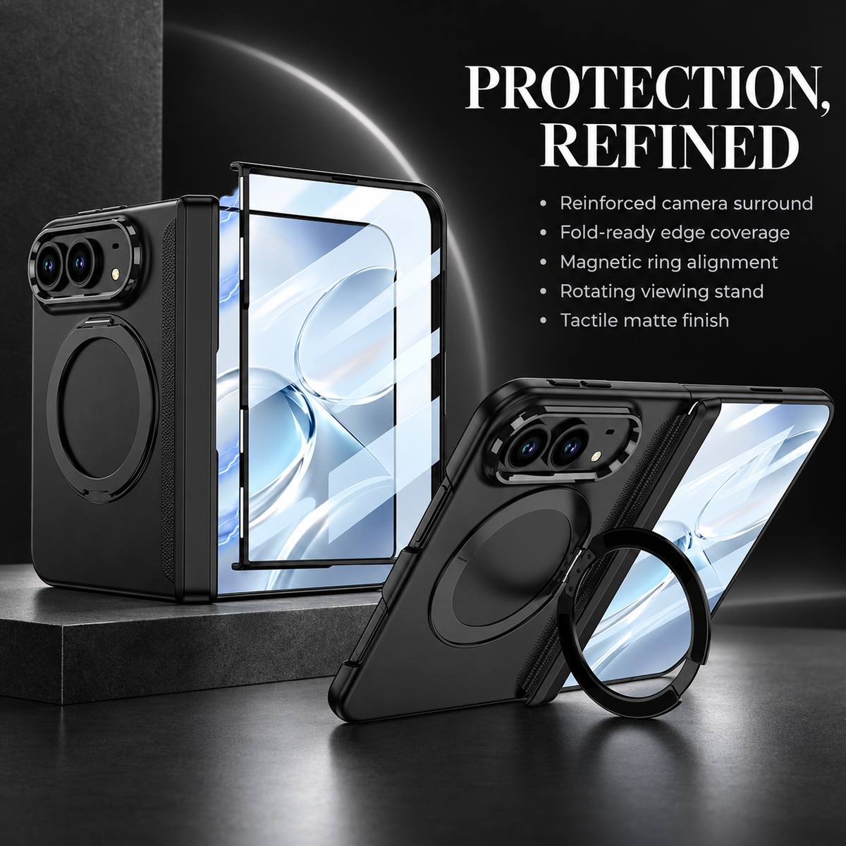 Premium iPhone Case MagSafe 360 Rotating Ring Silicone Magnetic Anti Scratch Non Slip Foldable All Inclusive Protective Bumper Cover Case Design