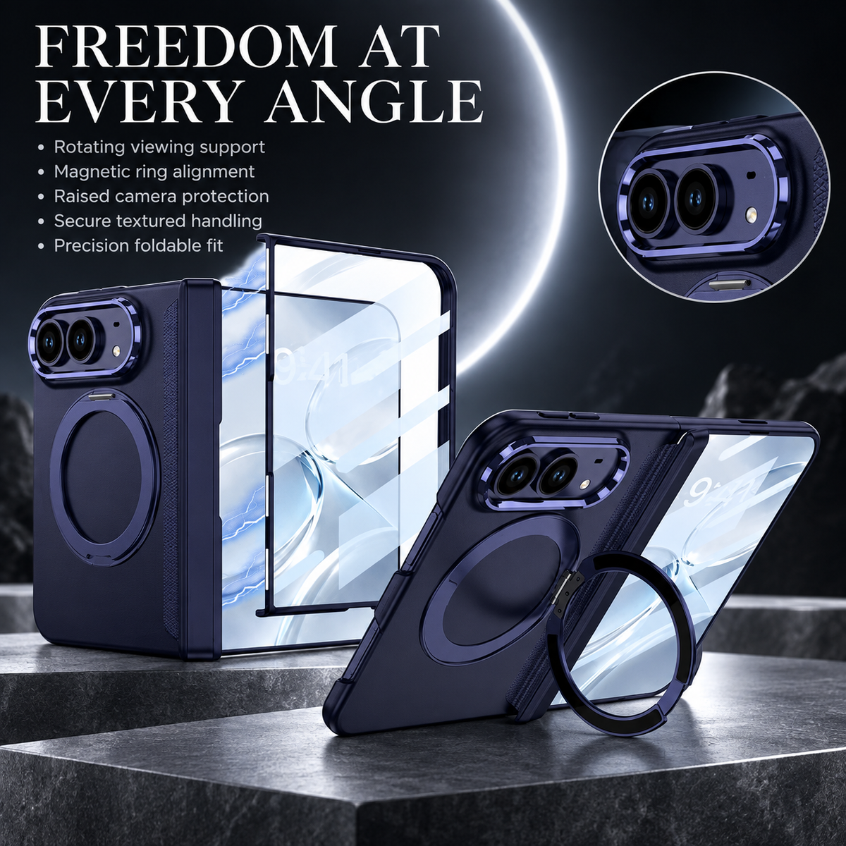 Premium iPhone Case MagSafe 360 Rotating Ring Silicone Magnetic Anti Scratch Non Slip Foldable All Inclusive Protective Bumper Cover Case Design
