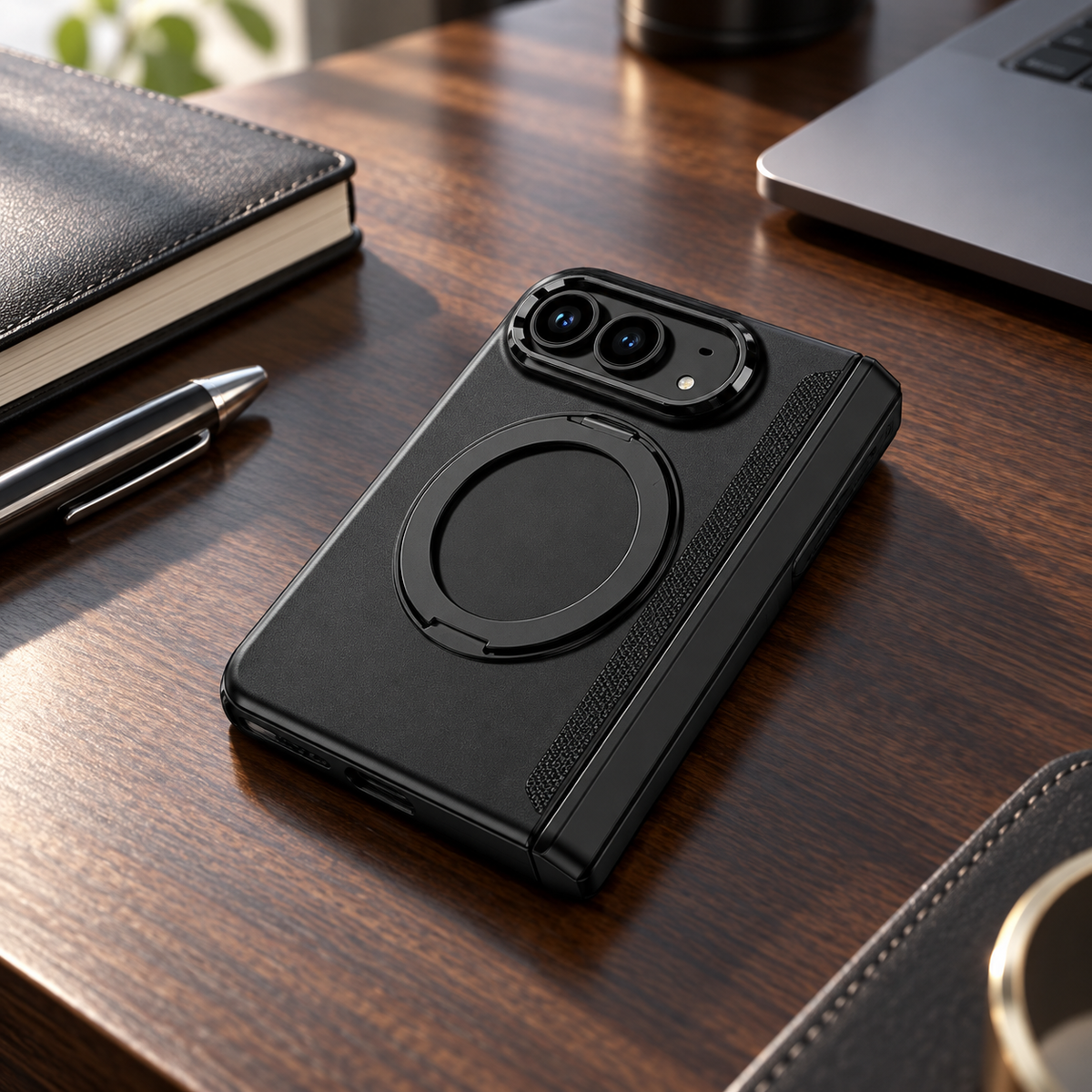 Premium iPhone Case MagSafe 360 Rotating Ring Silicone Magnetic Anti Scratch Non Slip Foldable All Inclusive Protective Bumper Cover Case Design