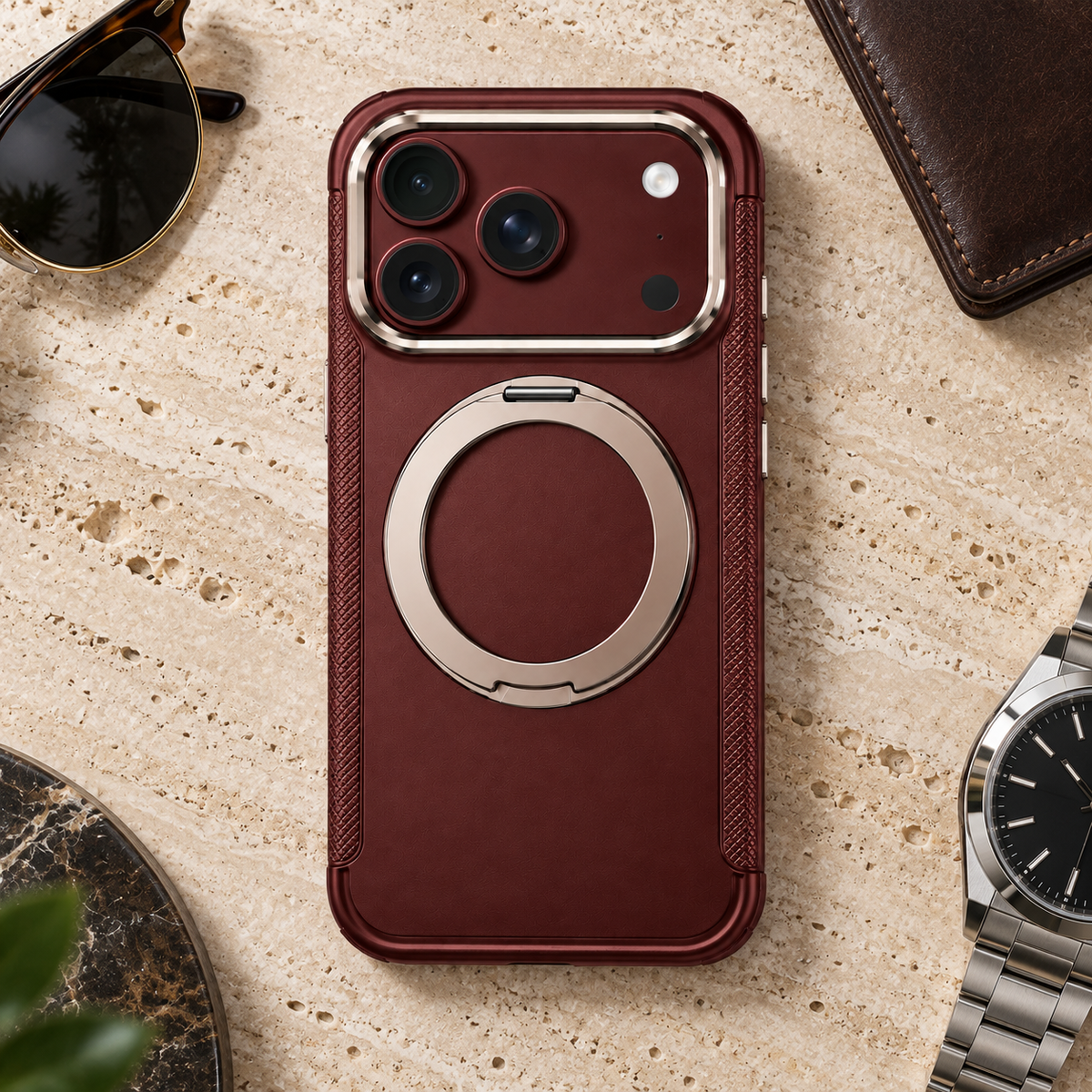 Premium iPhone Case MagSafe 360 Rotating Ring Silicone Magnetic Anti Scratch Non Slip Foldable All Inclusive Protective Bumper Cover Case Design