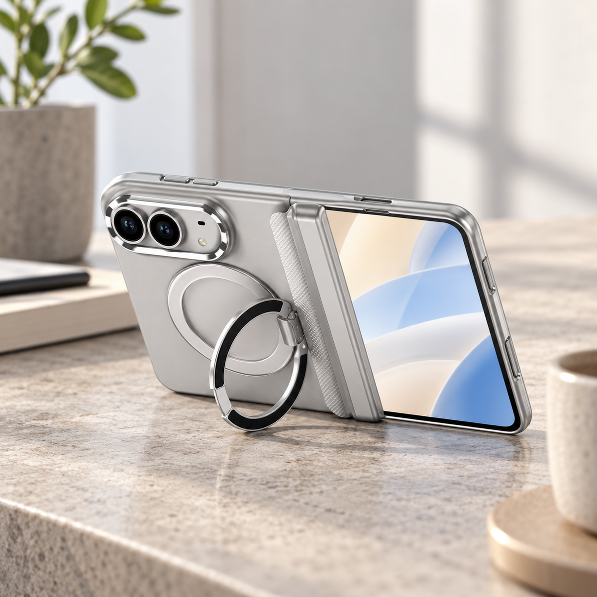 Premium iPhone Case MagSafe 360 Rotating Ring Silicone Magnetic Anti Scratch Non Slip Foldable All Inclusive Protective Bumper Cover Case Design
