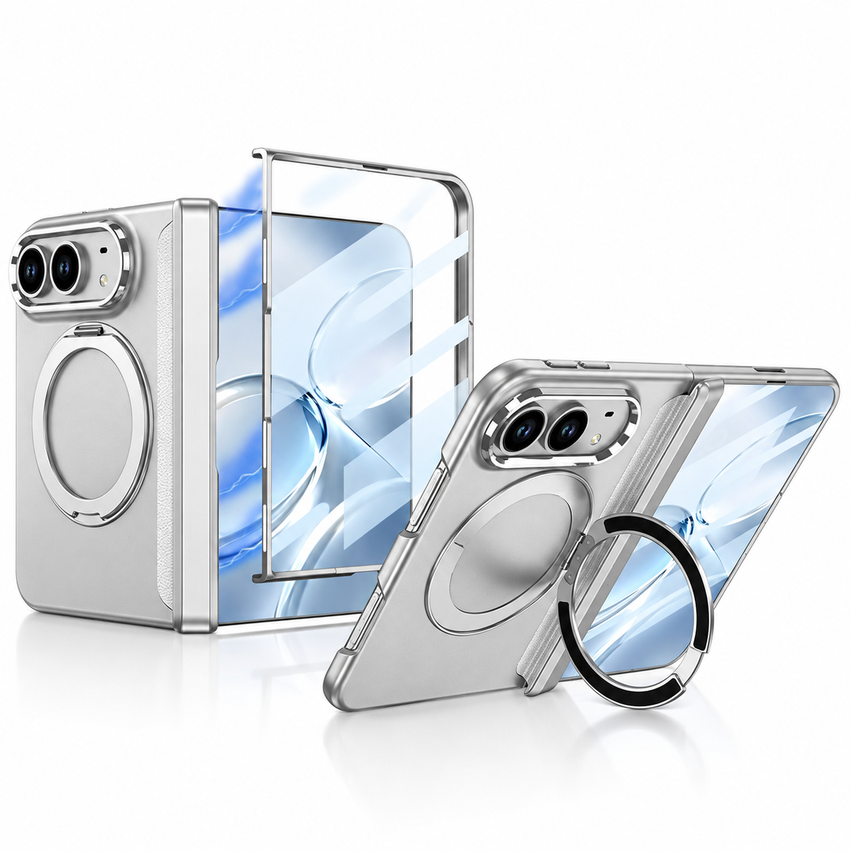 Premium iPhone Case MagSafe 360 Rotating Ring Silicone Magnetic Anti Scratch Non Slip Foldable All Inclusive Protective Bumper Cover Case Design