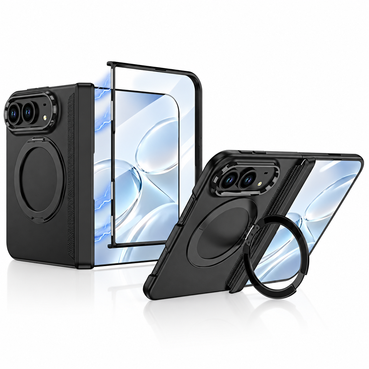 Premium iPhone Case MagSafe 360 Rotating Ring Silicone Magnetic Anti Scratch Non Slip Foldable All Inclusive Protective Bumper Cover Case Design