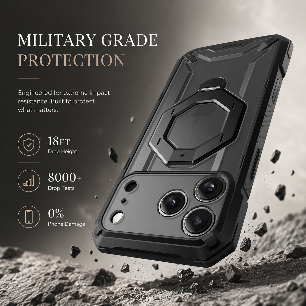 Premium iPhone Case MagSafe 360 Spin Magnetic Ring Stand Heavy Duty Shockproof PC Screen Protector Camera Control Anti Scratch Rugged Protective Cover