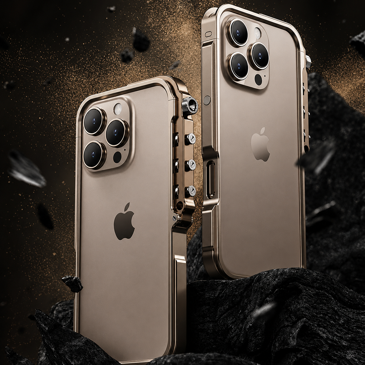Premium iPhone Case MagSafe Aluminum Alloy Cyberpunk Bumper Shockproof Protective Frame Heat Dissipation Anti Scratch Non Slip Silicone Lining Lightweight