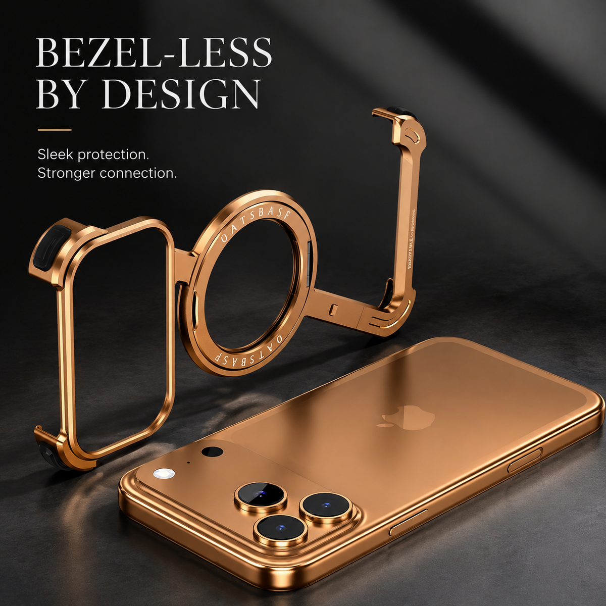 Premium iPhone Case MagSafe Aluminum Alloy Frameless Magnetic Ring Kickstand Shockproof Protective Bumper 360 Rotating Stand Anti Scratch Slim Lightweight