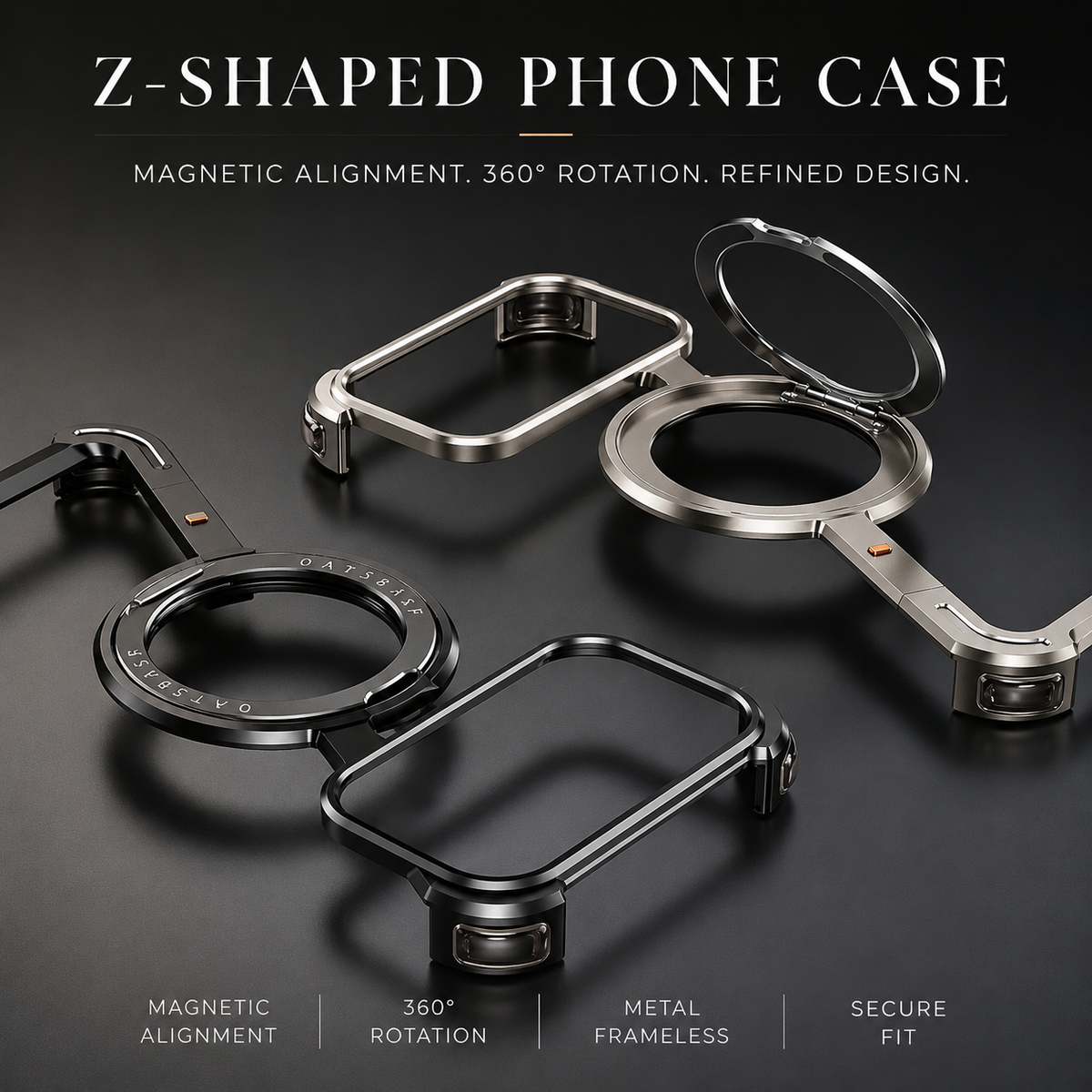 Premium iPhone Case MagSafe Aluminum Alloy Frameless Magnetic Ring Kickstand Shockproof Protective Bumper 360 Rotating Stand Anti Scratch Slim Lightweight