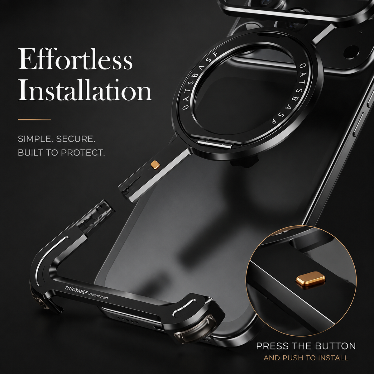 Premium iPhone Case MagSafe Aluminum Alloy Frameless Magnetic Ring Kickstand Shockproof Protective Bumper 360 Rotating Stand Anti Scratch Slim Lightweight