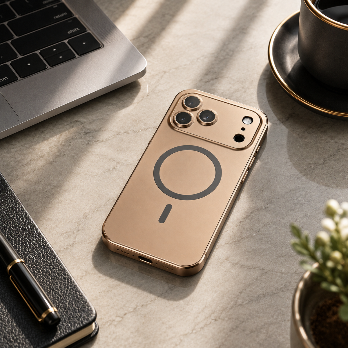 Premium iPhone Case MagSafe Aluminum Alloy Magnetic Metal Frame PC Back Panel Shockproof Anti Scratch Slim Lightweight Reinforced Protective Cover Case